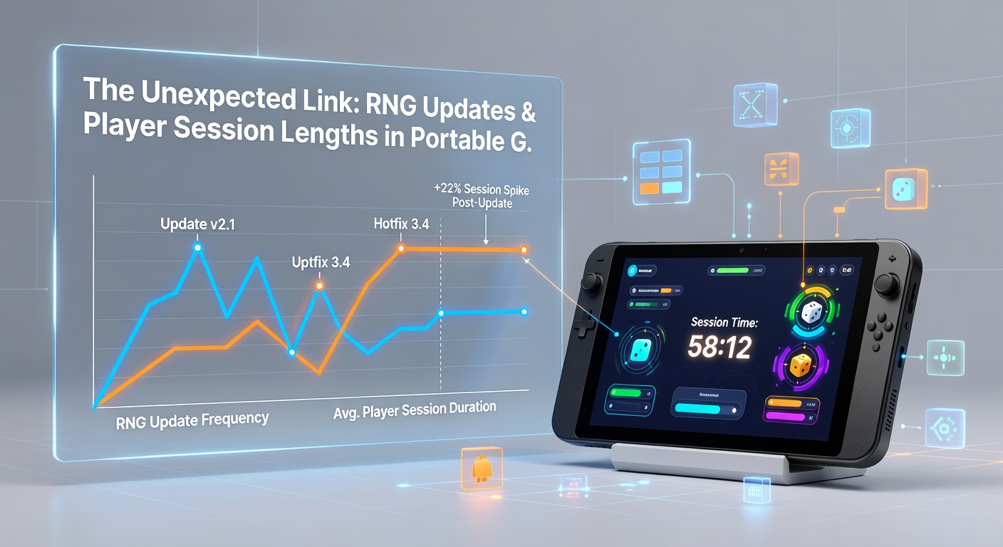 Graph displaying player session length trends correlated with RNG software updates over time